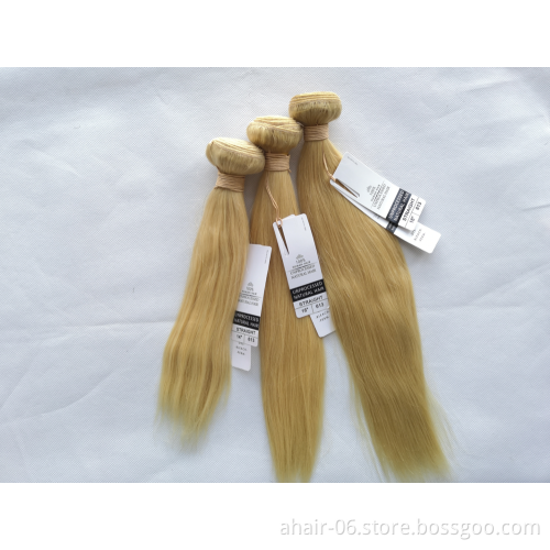 Allrun factory wholesale big discount no tangle 613# blonde virgin hair double weft straight human hair